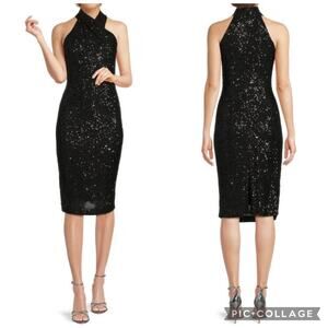 RACHEL Rachel Roy Women’s Harland Black Sequin Midi Dress Size S NWOT